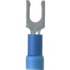 Panduit Terminal Connector - 100 Pack - 1 x Fork Terminal - Tin - Blue - TAA Compliance PV14-8LFX-C