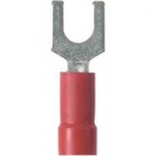 Panduit Terminal Connector - 100 Pack - 1 x Fork Terminal - Tin - Red - TAA Compliance PV18-6FN-CY