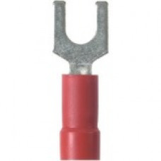 Panduit Terminal Connector - 100 Pack - 1 x Fork Terminal - Tin - Red - TAA Compliance PV18-8F-CY