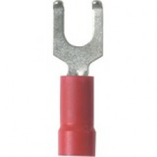 Panduit Terminal Connector - 100 Pack - 1 x Fork Terminal - Tin - Red - TAA Compliance PV18-8FF-CY