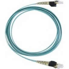 Panduit Fiber Optic Duplex Network Cable - 1.64 ft Fiber Optic Network Cable for Network Device - First End: 2 x LC Male Network - Second End: 2 x LC Male Network - Patch Cable - 50/125 &micro;m - Aqua - 1 Pack - TAA Compliance PVFXL10-10M0.5Y