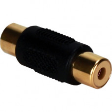 Qvs RCA Female to Female Coupler - 1 x RCA Female Audio/Video - 1 x RCA Female Audio/Video - Gold Connector - Black RCA1V-FFG