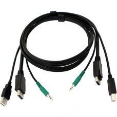 Black Box Secure DisplayPort KVM Cable - USB A-B, 3.5mm Audio, 6-ft. - 6 ft DisplayPort/Mini-phone/USB Audio/Video/Data Transfer Cable for Audio/Video Device, KVM Switch - First End: 1 x DisplayPort Male Video, First End: 1 x USB Type A Male, First End: 1