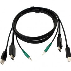 Black Box Secure HDMI KVM Cable - USB A-B, 3.5mm Audio, 6-ft. - 6 ft KVM Cable for Audio/Video Device - First End: 1 x HDMI Male Digital Audio/Video, First End: 1 x Type A Male USB, First End: 1 x Mini-phone Male Stereo Audio - Second End: 1 x HDMI Male D