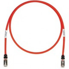 Panduit Cat.6a S/FTP Patch Network Cable - 1.64 ft Category 6a Network Cable for Network Device - First End: 1 x RJ-45 Male Network - Second End: 1 x RJ-45 Male Network - 10 Gbit/s - Patch Cable - Shielding - 26 AWG - Red, Black STP6X0.5MRD