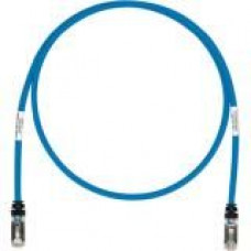 Panduit Category 6a Network Patch Cable - 10 ft Category 6a Network Cable for Network Device - First End: 1 x RJ-45 Male Network - Second End: 1 x RJ-45 Male Network - Patch Cable - Shielding - Gold Plated Contact - Blue, Black - 1 Pack - TAA Compliance S