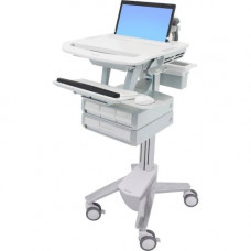 Ergotron StyleView Laptop Cart, 4 Drawers - Up to 17.3" Screen Support - 21 lb Load Capacity - 50.5" Height x 17.5" Width x 30.8" Depth - Floor Stand - Aluminum - White, Gray SV43-1140-0