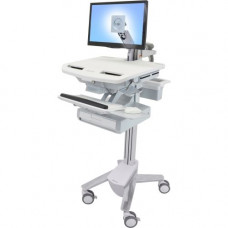 Ergotron StyleView Cart with LCD Arm, 1 Drawer - Up to 24" Screen Support - 37 lb Load Capacity - 50.5" Height x 17.5" Width x 31" Depth - Floor Stand - Aluminum - White, Gray SV43-1210-0