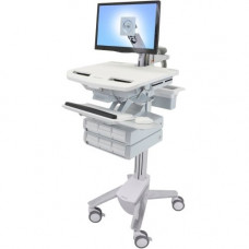 Ergotron StyleView Cart with LCD Arm, 6 Drawers - Up to 24" Screen Support - 37 lb Load Capacity - 50.5" Height x 17.5" Width x 31" Depth - Floor Stand - Aluminum - White, Gray SV43-1260-0