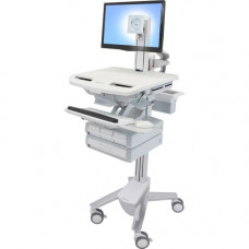 Ergotron StyleView Cart with LCD Pivot, 4 Drawers - Up to 24" Screen Support - 38 lb Load Capacity - 50.5" Height x 17.5" Width x 31" Depth - Floor Stand - Aluminum - White, Gray SV43-1340-0