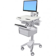 Ergotron StyleView Cart with LCD Pivot, 1 Tall Drawer (1x1) - Up to 24" Screen Support - 37.04 lb Load Capacity - Floor - Plastic, Aluminum, Zinc-plated Steel SV43-13B0-0