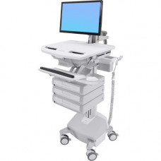 Ergotron StyleView Cart with LCD Arm, LiFe Powered, 3 Drawers (1x3) - Up to 24" Screen Support - 33 lb Load Capacity - Floor - Plastic, Aluminum, Zinc-plated Steel - TAA Compliance SV44-1232-1