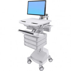 Ergotron StyleView Cart with LCD Arm, SLA Powered, 3 Drawers (1x3) - Up to 24" Screen Support - 37.04 lb Load Capacity - Floor - Plastic, Aluminum, Zinc-plated Steel - TAA Compliance SV44-1231-1