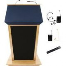 AmpliVox SW3045 - Wireless Patriot Plus Lectern - Skirted Base - 51" Height x 31" Width x 23" Depth - Clear Lacquer, Oak - Hardwood Veneer, Solid Hardwood SW3045-OK