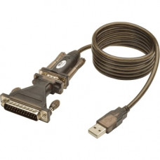 Tripp Lite 5ft USB to Serial Adapter Cable USB-A to DB25 RS-232 M/M - for Tablet PC, Phone, Camera, Modem, Notebook - 5 ft - 1 x Type A Male USB - 1 x DB-9 Male Serial - Gold-plated Contacts - Shielding - Black" - RoHS Compliance U209-005-DB25