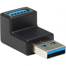 Tripp Lite USB 3.0 SuperSpeed Adapter - USB-A to USB-A, M/F, Down Angle, Black - 1 x Type A Male USB - 1 x Type A Female USB - Nickel Connector - Gold Contact - Black U324-000-DN