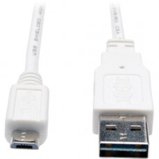 Tripp Lite 3ft USB 2.0 High Speed Cable Reversible A to 5Pin Micro B M/M White - USB for PDA, Camera, Cellular Phone - 3 ft - 1 x Type A Male USB - 1 x Type B Male Micro USB - White" - RoHS Compliance UR050-003-WH