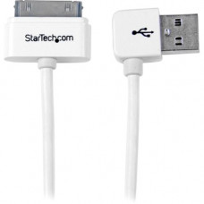 Startech.Com 1m (3 ft) Apple&reg; 30-pin Dock Connector to Left Angle USB Cable for iPhone / iPod / iPad with Stepped Connector - 3.28 ft Apple Dock Connector/USB Data Transfer Cable for PC, Charger, iPhone, iPad, iPod, Cellular Phone - First End: 1 x