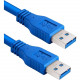 Axiom USB Data Transfer Cable - 3 ft USB Data Transfer Cable for Computer, Tablet, Hard Drive, USB Hub, Mouse, Keyboard, Flash Drive, Printer - Type A Male USB - Type A Male USB - 640 MB/s - Extension Cable - Shielding - Gold Plated Connector - Blue USB3A