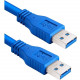 Axiom USB Data Transfer Cable - 10 ft USB Data Transfer Cable for Computer, Tablet, Hard Drive, USB Hub, Mouse, Keyboard, Flash Drive, Printer - Type A Male USB - Type A Male USB - 640 MB/s - Extension Cable - Shielding - Gold Plated Connector - Blue USB3