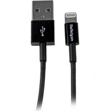 Startech.Com 1m (3ft) Black Apple 8-pin Slim Lightning Connector to USB Cable for iPhone / iPod / iPad - 3 ft Lightning/USB Data Transfer Cable for iPod, iPhone, iPad - First End: 1 x Type A Male USB - Second End: 1 x Lightning Male Proprietary Connector 