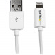 Startech.Com 1m (3ft) White Apple 8-pin Lightning Connector to USB Cable for iPhone / iPod / iPad - 3.28 ft Lightning/USB Data Transfer Cable for iPad, iPhone, iPod - First End: 1 x Type A Male USB - Second End: 1 x Lightning Male Proprietary Connector - 