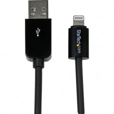 Startech.Com 2m (6ft) Long Black Apple&reg; 8-pin Lightning Connector to USB Cable for iPhone / iPod / iPad - 6.56 ft Lightning/USB Data Transfer Cable for iPod, iPad, iPhone - First End: 1 x Type A Male USB - Second End: 1 x Lightning Male Proprietar
