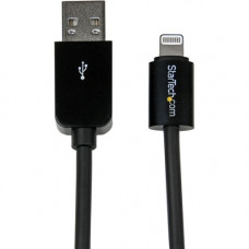 Startech.Com 3m (10ft) Long Black Apple 8-pin Lightning Connector to USB Cable for iPhone / iPod / iPad - 9.84 ft Lightning/USB Data Transfer Cable for iPhone, iPod, iPad - USB - Lightning Proprietary Connector - MFI - Black USBLT3MB