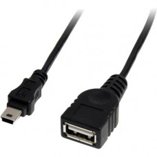 Startech.Com 1 ft Mini USB 2.0 Cable - USB A to Mini B F/M - Type A Female USB - Mini Type B Male USB - 1ft - Black - RoHS Compliance USBMUSBFM1