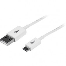 Startech.Com 1m White Micro USB Cable - A to Micro B - 3.28 ft USB Data Transfer Cable for Cellular Phone, Camera, Hard Drive, Tablet PC, Digital Camera, Smartphone - First End: 1 x Type A Male USB - Second End: 1 x Type B Male Micro USB - Shielding - 28 