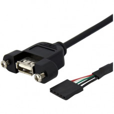 Startech.Com 3 ft Panel Mount USB Cable - USB A to Motherboard Header Cable F/F - 3 ft USB Data Transfer Cable for Motherboard, Storage Drive - First End: 1 x Type A Female USB - Second End: 1 x IDC Female USB Header - Nickel Plated Connector - Black - 1 