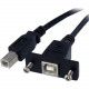 Startech.Com 1 ft Panel Mount USB Cable B to B - F/M - Type B Male USB - Type B Female USB - 1ft - Black - RoHS Compliance USBPNLBFBM1