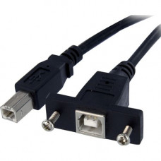 Startech.Com 3 ft Panel Mount USB Cable B to B - F/M - 3 ft USB Data Transfer Cable for Storage Enclosure - First End: 1 x Type B Male USB - Second End: 1 x Type B Female USB - Shielding - Nickel Plated Connector - 24/28 AWG - Black - 1 Pack - RoHS Compli