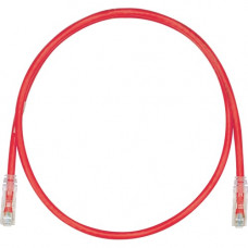 Panduit Cat.6e U/UTP Network Cable - 3.28 ft Category 6e Network Cable - First End: 1 x RJ-45 Male Network - Second End: 1 x RJ-45 Male Network - Patch Cable - Clear, Red UTPSP1MRDY