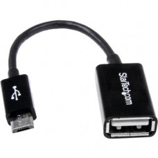 Startech.Com 5in Micro USB to USB OTG Host Adapter M/F - USB for Mouse, Keyboard, Cellular Phone, Tablet PC, Digital Text Reader - 5" - 1 Pack - 1 x Type B Male Micro USB - 1 x Type A Female USB - Nickel-plated Connectors - Black - RoHS Compliance UU