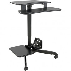 Tripp Lite Rolling Desk TV/Monitor Cart - Height Adjustable - Assembly Required - Black, Silver - MDF, Steel WWSSRDSTC
