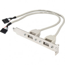 Rocstor Premium 8in 2 Port USB Type A Female Low Profile Slot Plate Adapter - 2 x USB Type A Female Ports - 2 x IDC-5 Female Connectors Low Profile USB A (F) - 8" IDE/USB Data Transfer Cable for Motherboard - First End: 2 x Type A Female USB Header -
