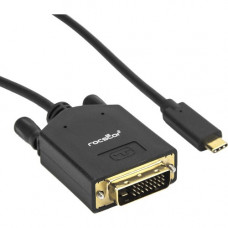 Rocstor Premium USB-C to DVI Cable - 6 ft / 2m - Supports Dual Link up to 2560x1600 @60Hz, Supports DVI Single Link up to 1920x1200 @60Hz 1080p - Gold Platted - USB-C to DVI Monitor Cable - Computer Monitor Cable - USB-C to DVI for Monitor, Projector, Wor