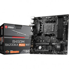 Micro-Star International  MSI B450M BAZOOKA MAX WIFI Desktop Motherboard - AMD Chipset - Socket AM4 - 64 GB DDR4 SDRAM Maximum RAM - UDIMM, DIMM - 4 x Memory Slots - Gigabit Ethernet - Wireless LAN - IEEE 802.11a/b/g/n/ac - 4 x USB 3.1 Port - HDMI - 1 x R