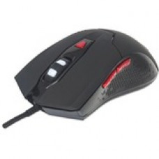 Manhattan Wired Optical Gaming USB-A Mouse with LEDs, 480 Mbps (USB 2.0), Six Button, Scroll Wheel, 800-2400dpi, Black with Red Buttons, Three Year Warranty - Optical - Cable - No - Black, Red - USB 2.0 - 2400 dpi - Scroll Wheel - 6 Button(s) - Symmetrica