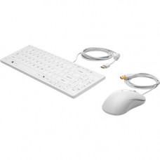 HP USB Keyboard and Mouse Healthcare Edition - USB Cable - White - USB Cable - 3 Button - Scroll Wheel - White - Compatible with Desktop Computer - TAA Compliance 1VD81AA#ABA