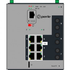 Perle Industrial Managed Power Over Ethernet Switch - 9 Ports - Manageable - 2 Layer Supported - Twisted Pair, Optical Fiber - DIN Rail Mountable, Wall Mountable, Panel-mountable, Rack-mountable - 5 Year Limited Warranty 07016820