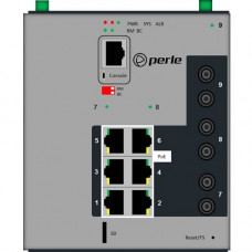 Perle Industrial Managed Power Over Ethernet Switch - 9 Ports - Manageable - 2 Layer Supported - Twisted Pair, Optical Fiber - Wall Mountable, DIN Rail Mountable, Panel-mountable, Rack-mountable - 5 Year Limited Warranty 07017000