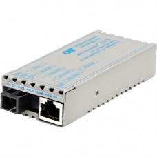 Omnitron Systems miConverter 10/100/1000 Gigabit Ethernet Single-Fiber Media Converter RJ45 SC Single-Mode BiDi 20km - 1 x 10/100/1000BASE-T; 1 x 1000BASE-BX-U (1310/1490); USB Powered; Lifetime Warranty - RoHS, WEEE Compliance 1232-1-6