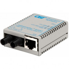 Omnitron Systems miConverter/S 10/100/1000 Gigabit Ethernet Fiber Media Converter RJ45 ST Multimode 550m - 1 x 10/100/1000BASE-T; 1 x 1000BASE-SX; USB/US AC Powered; Lifetime Warranty - RoHS, WEEE Compliance 1620-0-1