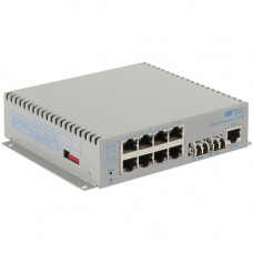 Omnitron Systems OmniConverter Managed Gigabit, MM ST, RJ-45, Ethernet Fiber Switch - 8 x 10/100/1000BASE-T, 2 x 1000BASE-X, AC Power, 5 Year Warranty 2827-1-28-1Z