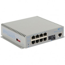 Omnitron Systems OmniConverter Managed Gigabit, MM ST, RJ-45, Ethernet Fiber Switch - 8 x 10/100/1000BASE-T, 1 x 1000BASE-X, AC Power, 5 Year Warranty 2830-1-18-1Z