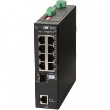 Omnitron Systems RuggedNet Managed Ruggedized Industrial Gigabit, SFP, RJ-45, Ethernet Fiber Switch - 8 x 10/100/1000BASE-T, 1 x 1000BASE-X, 1xDC Power, 5 Year Warranty 2859-0-18-1Z
