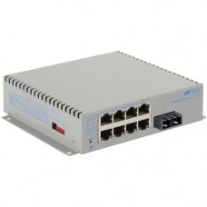 Omnitron Systems OmniConverter Unmanaged Gigabit, SM SC, RJ-45, Ethernet Fiber Switch - 8 x 10/100/1000BASE-T, 1 x 1000BASE-X, AC Power, 5 Year Warranty 2863-2-18-1W