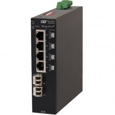 Omnitron Systems RuggedNet Unmanaged Ruggedized Industrial Gigabit, SM ST, RJ-45, Ethernet Fiber Switch - 4 x 10/100/1000BASE-T, 1 x 1000BASE-X, 2xDC Power, 5 Year Warranty 2881-1-14-2Z